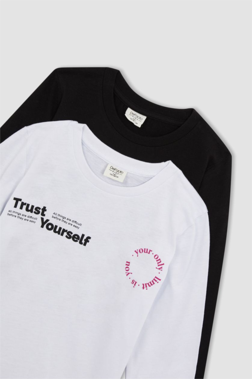 BOYS & TEENS White Boy 2 Pack Regular Fit Long Sleeve Printed T-Shirt