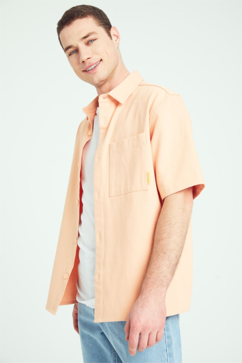 MAN Dark Orange Boxy Fit Twill Short Sleeve Shirt