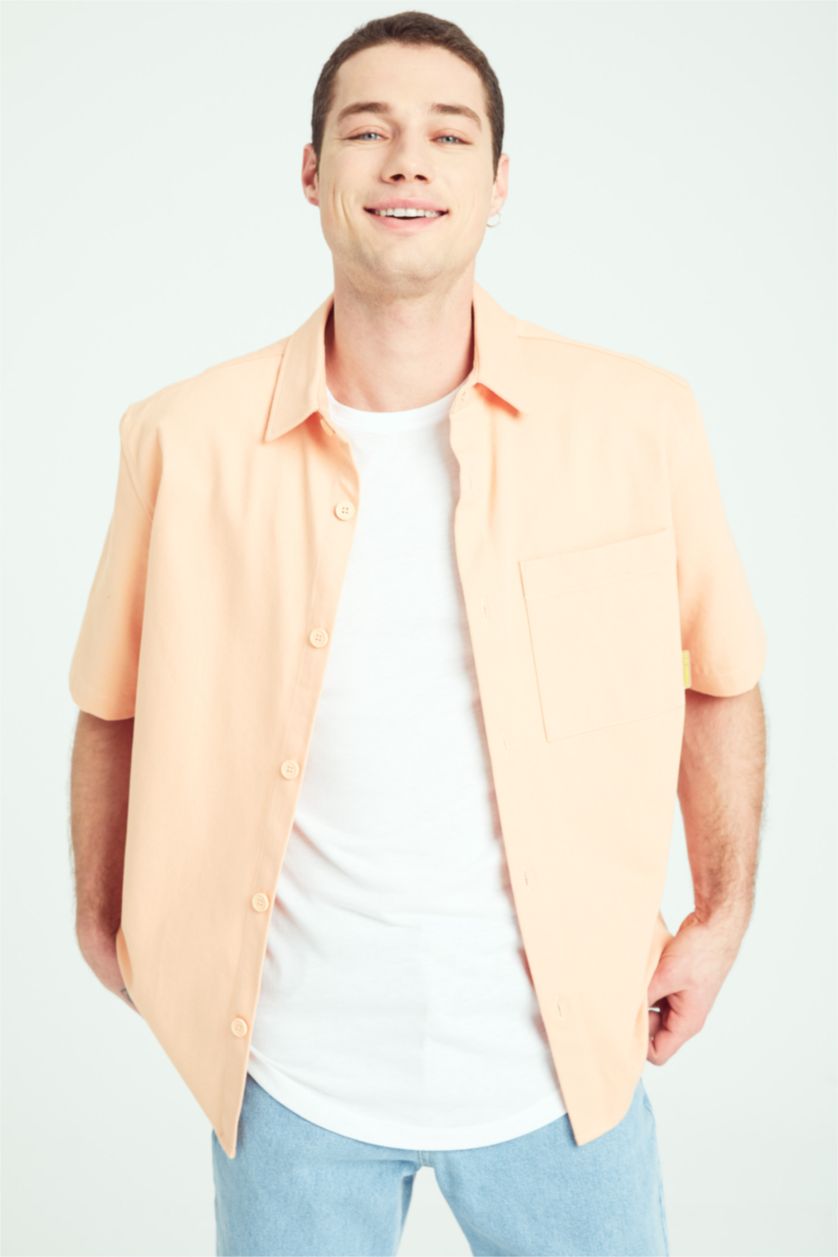 MAN Dark Orange Boxy Fit Twill Short Sleeve Shirt
