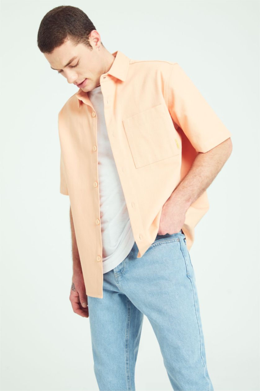 MAN Dark Orange Boxy Fit Twill Short Sleeve Shirt