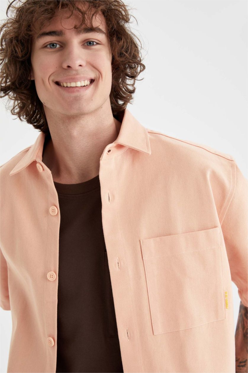 MAN Dark Orange Boxy Fit Twill Short Sleeve Shirt