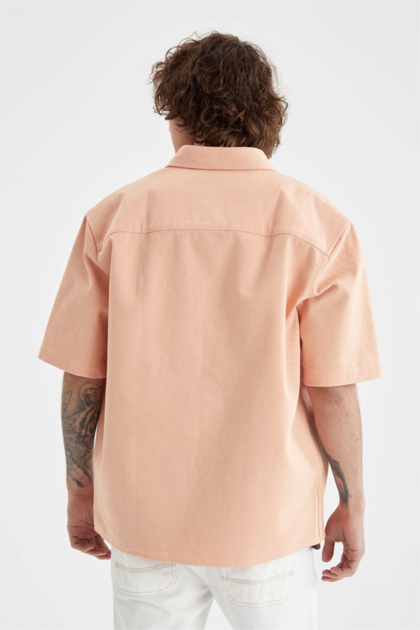 MAN Dark Orange Boxy Fit Twill Short Sleeve Shirt