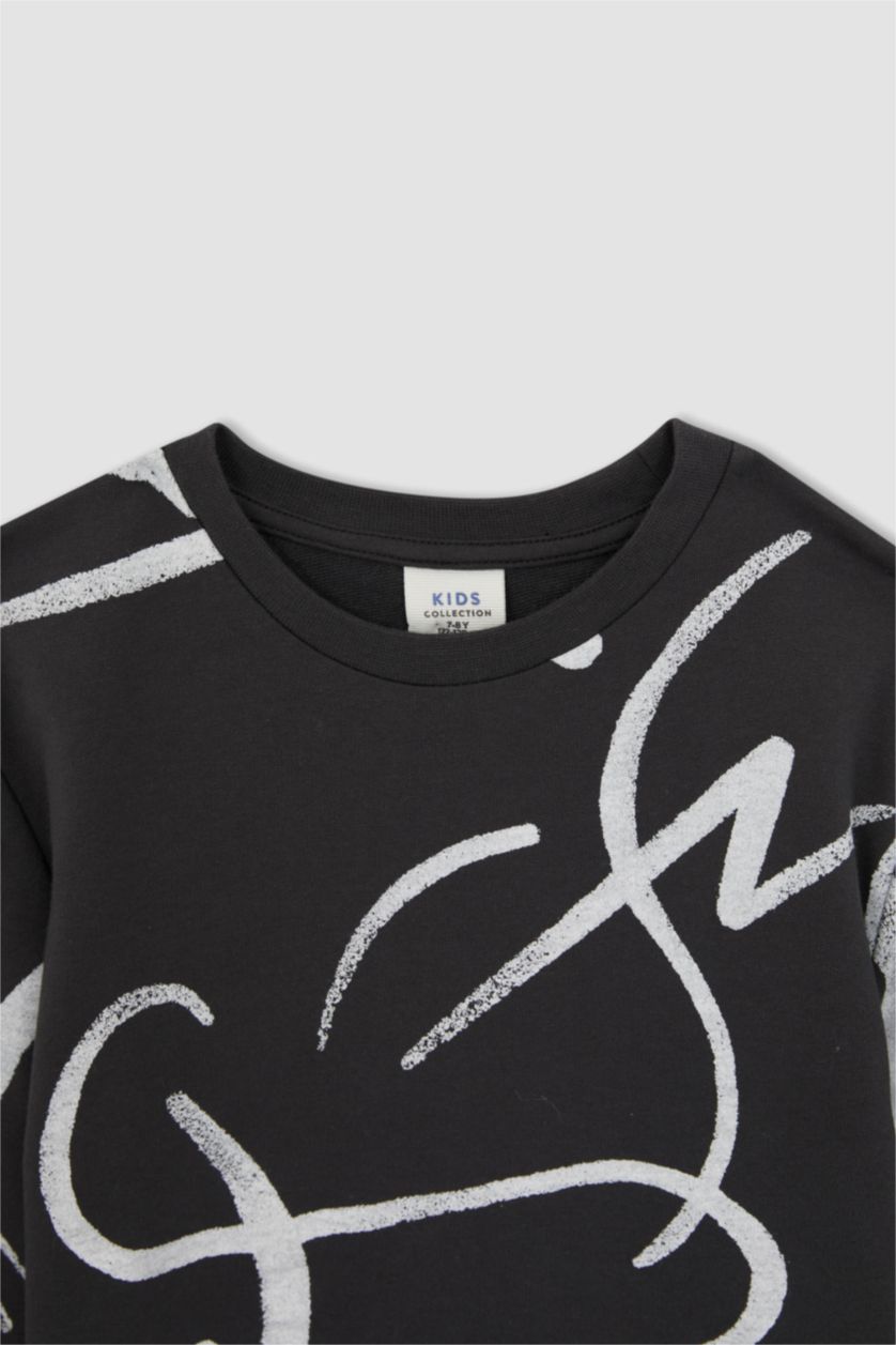 Erkek Çocuk - Genç Erkek Antrasit Erkek Çocuk Desenli Bisiklet Yaka 2'li Takım