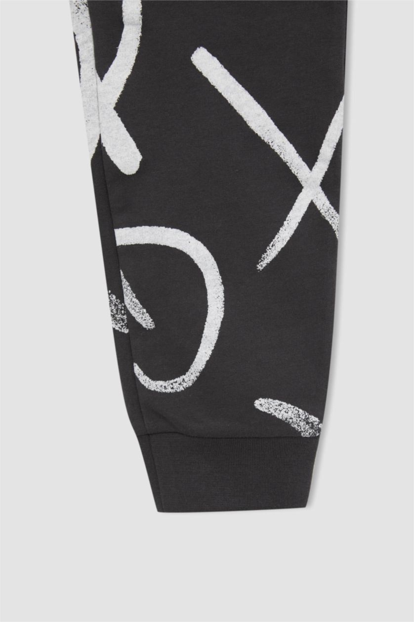 Erkek Çocuk - Genç Erkek Antrasit Erkek Çocuk Desenli Bisiklet Yaka 2'li Takım