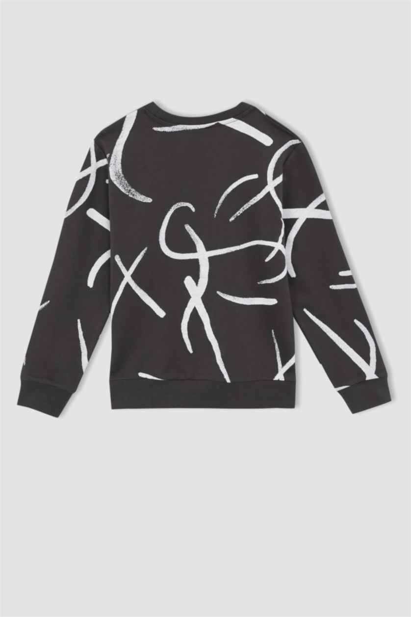 Erkek Çocuk - Genç Erkek Antrasit Erkek Çocuk Desenli Bisiklet Yaka 2'li Takım