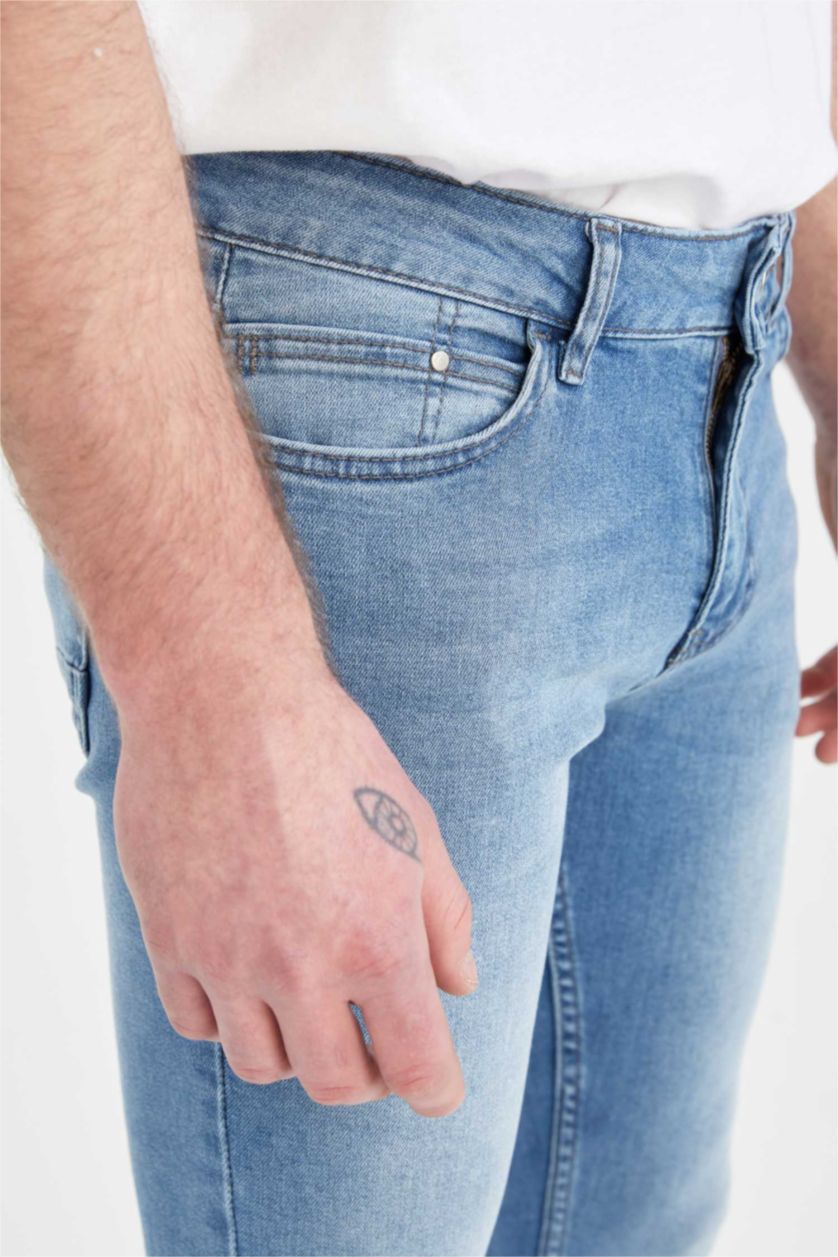 MAN Light Blue Slim Fit Straight Leg Jeans