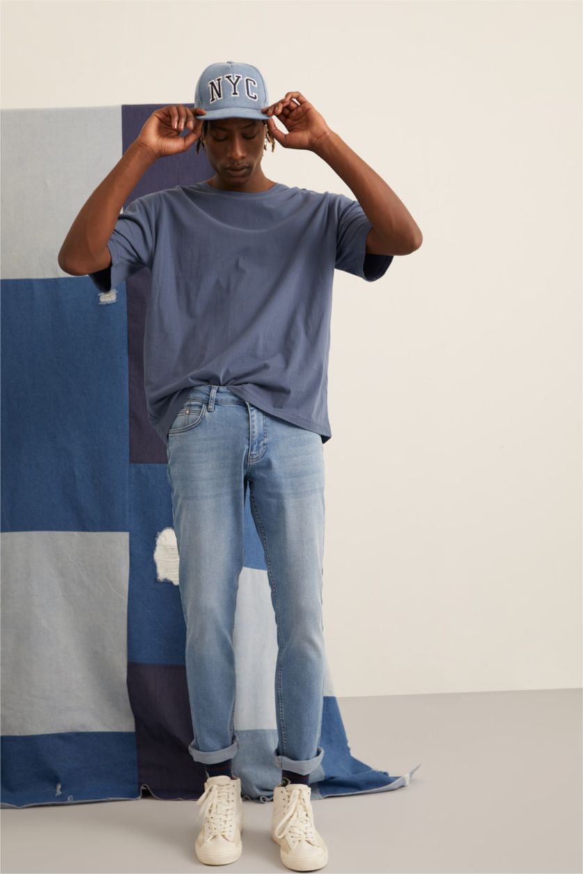 MAN Light Blue Slim Fit Straight Leg Jeans