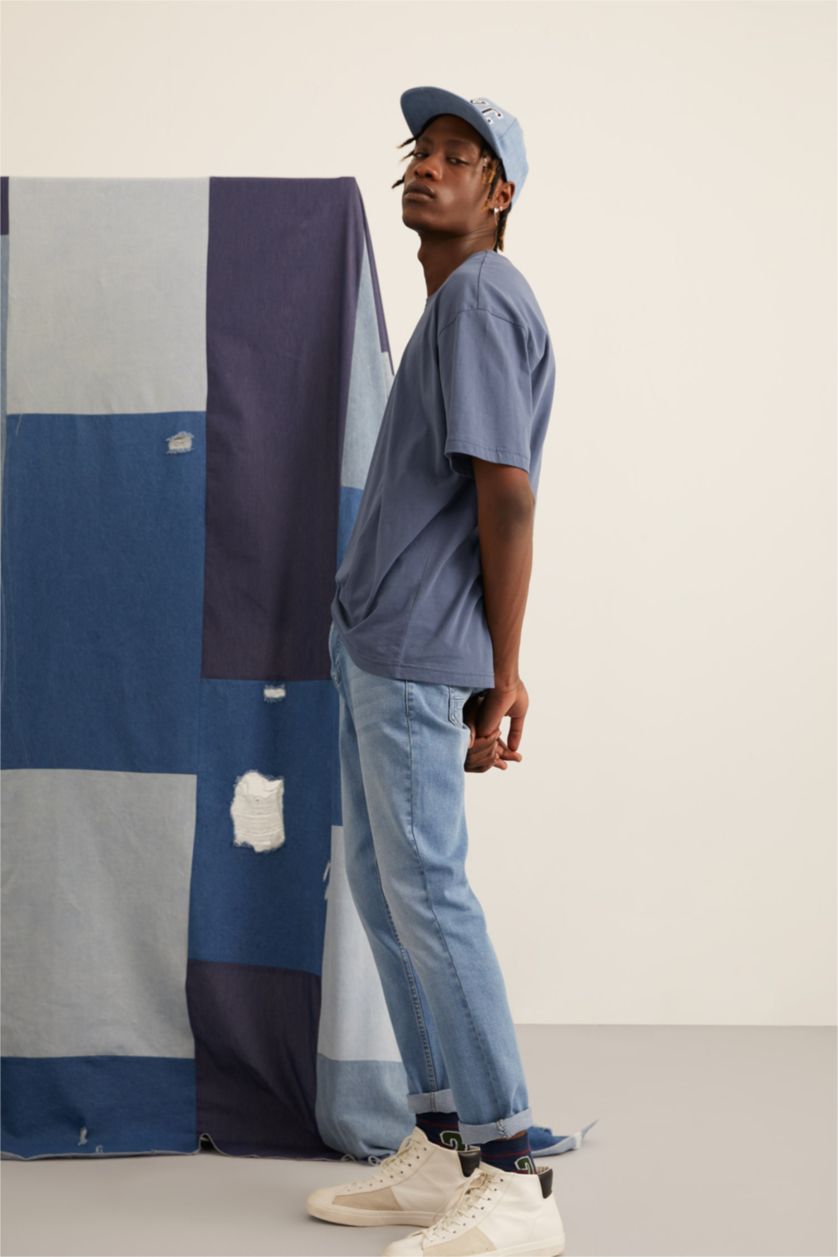 MAN Light Blue Slim Fit Straight Leg Jeans