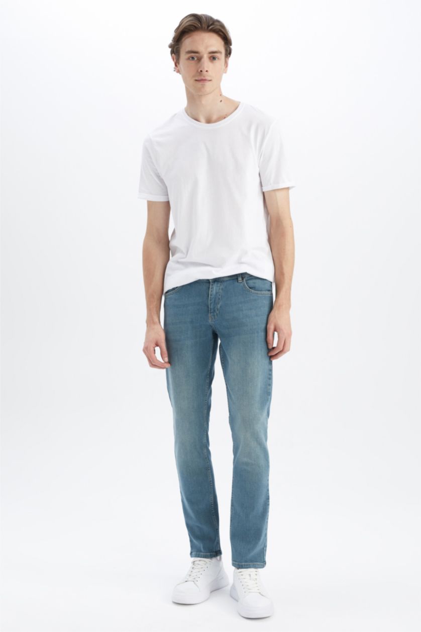 MAN Light Green Pedro Slim Fit Super Skinny Hem Jeans