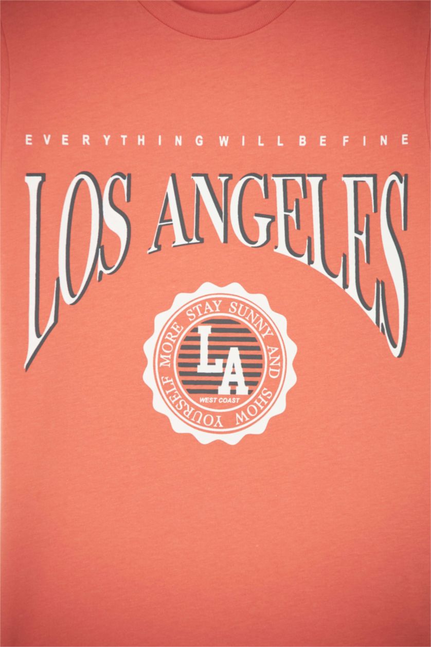 GARÇONS Orange T-shirt à manches courtes imprimé Los Angeles pour garçon