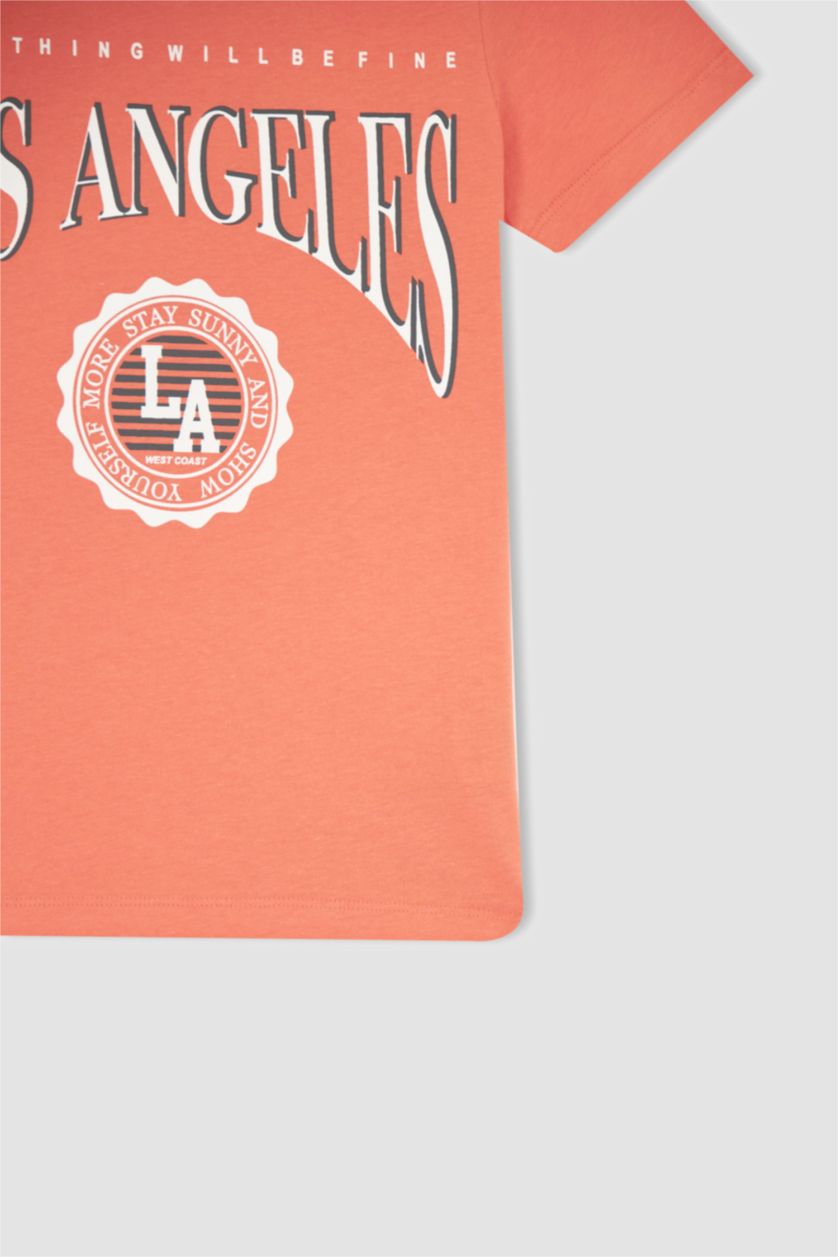 GARÇONS Orange T-shirt à manches courtes imprimé Los Angeles pour garçon