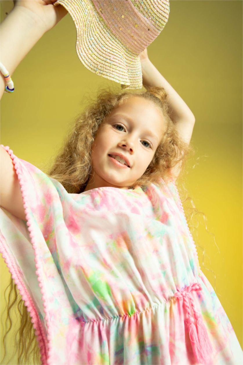 Девочки и подростки Светло-розовый Парео с принтом для девочек