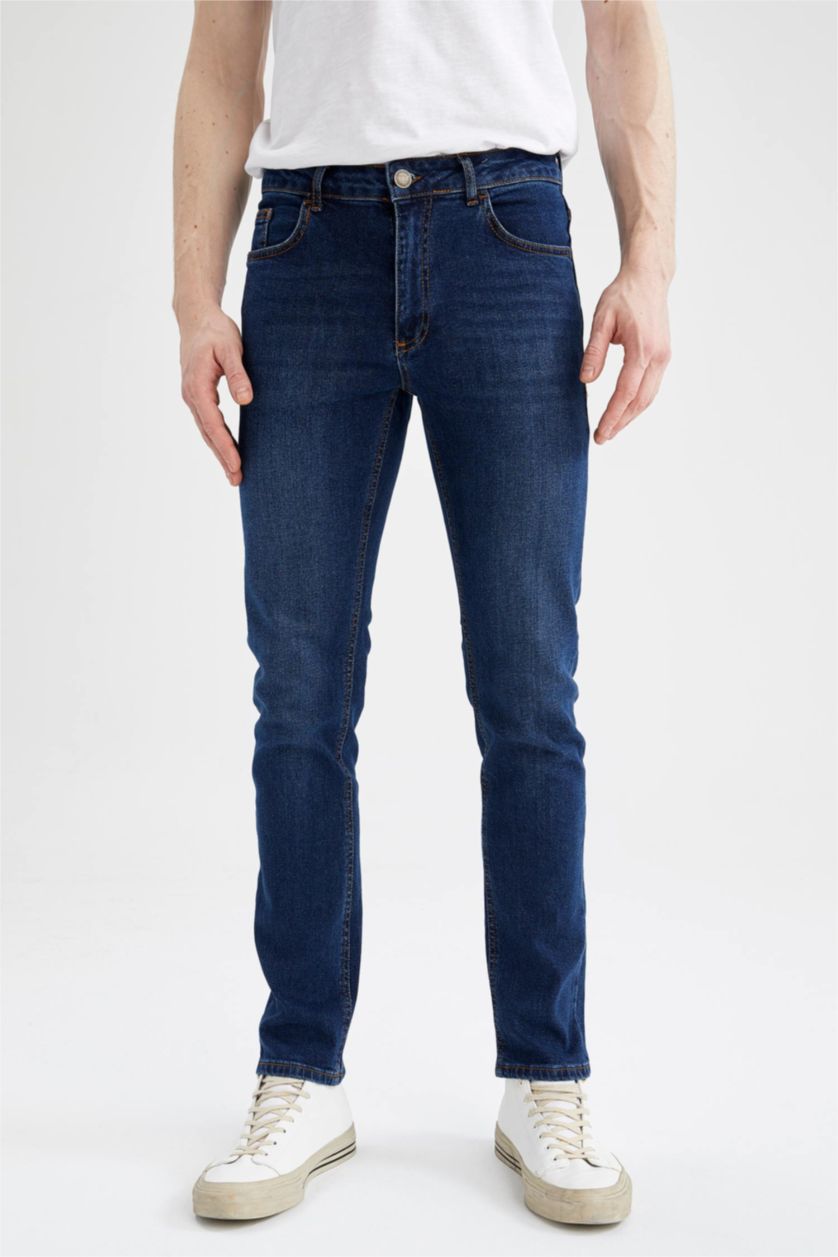 HOMME Bleu Foncé Jean Sergio Regular Fit à taille normale et jambes tubulaires