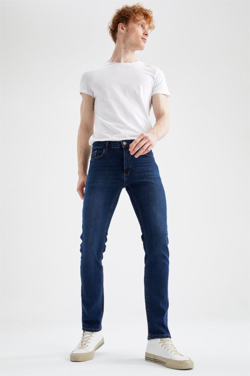 HOMME Bleu Foncé Jean Sergio Regular Fit à taille normale et jambes tubulaires