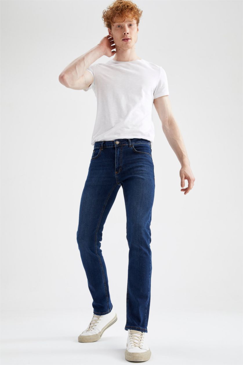 HOMME Bleu Foncé Jean Sergio Regular Fit à taille normale et jambes tubulaires
