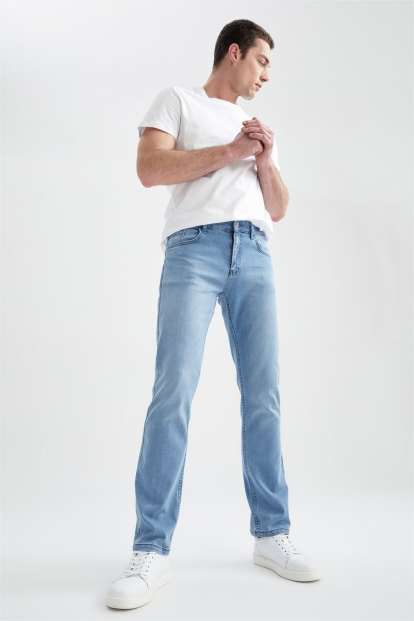 Erkek Açık Mavi Sergio Regular Fit Normal Kalıp Normal Bel Boru Paça Jean Pantolon