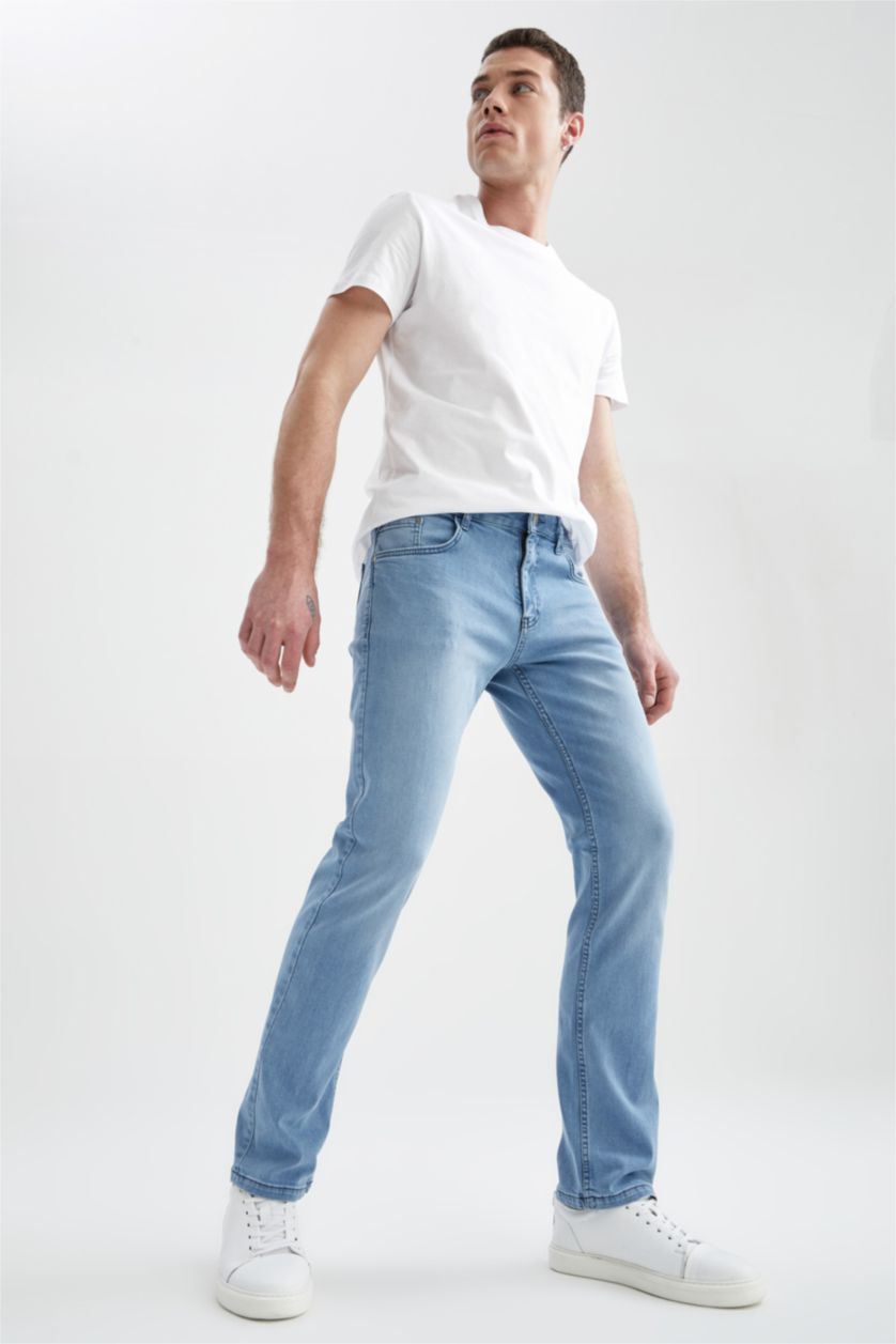 Erkek Açık Mavi Sergio Regular Fit Normal Kalıp Normal Bel Boru Paça Jean Pantolon