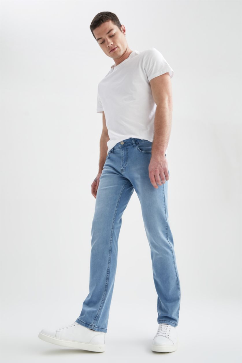 Erkek Açık Mavi Sergio Regular Fit Normal Kalıp Normal Bel Boru Paça Jean Pantolon