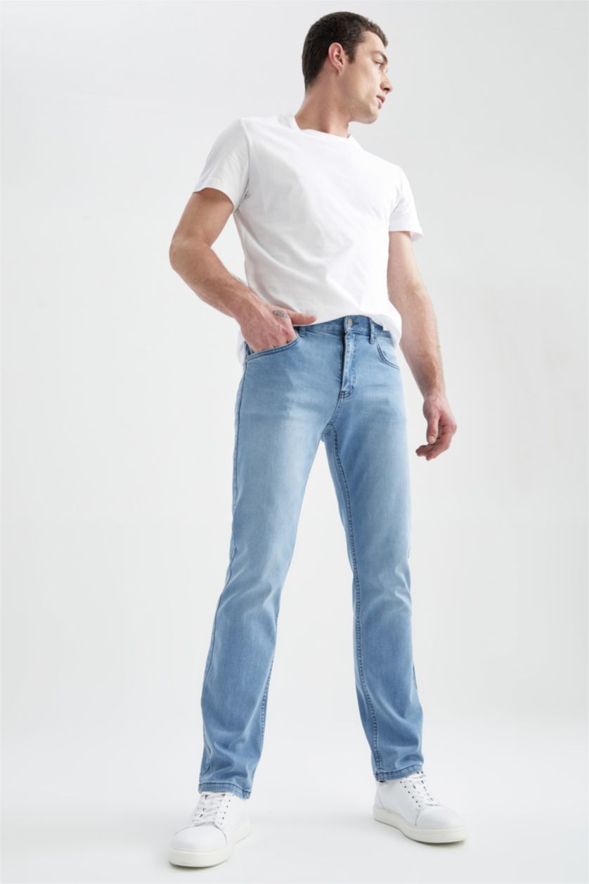 Erkek Açık Mavi Sergio Regular Fit Normal Kalıp Normal Bel Boru Paça Jean Pantolon
