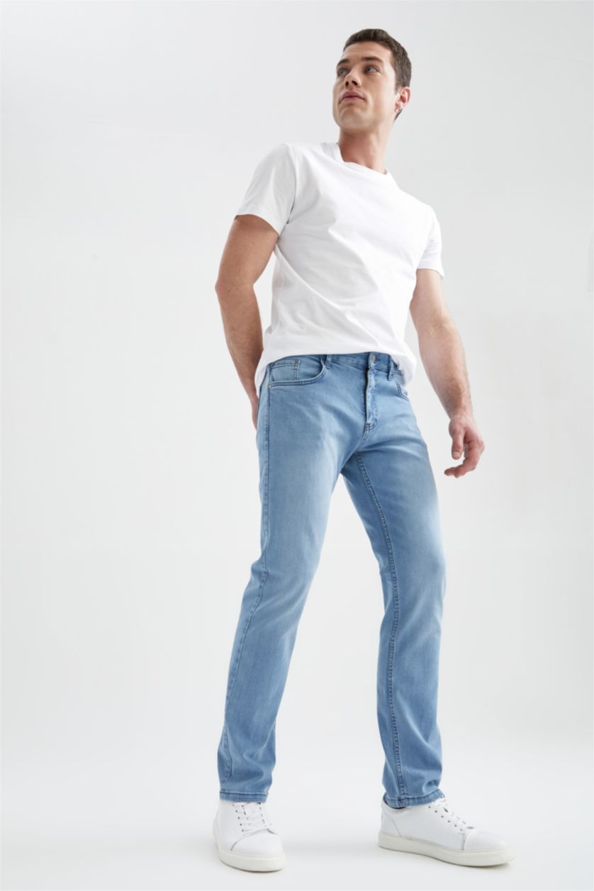 Erkek Açık Mavi Sergio Regular Fit Normal Kalıp Normal Bel Boru Paça Jean Pantolon