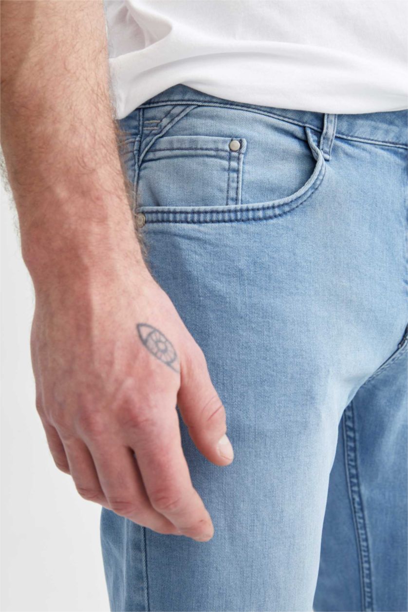 Erkek Açık Mavi Sergio Regular Fit Normal Kalıp Normal Bel Boru Paça Jean Pantolon