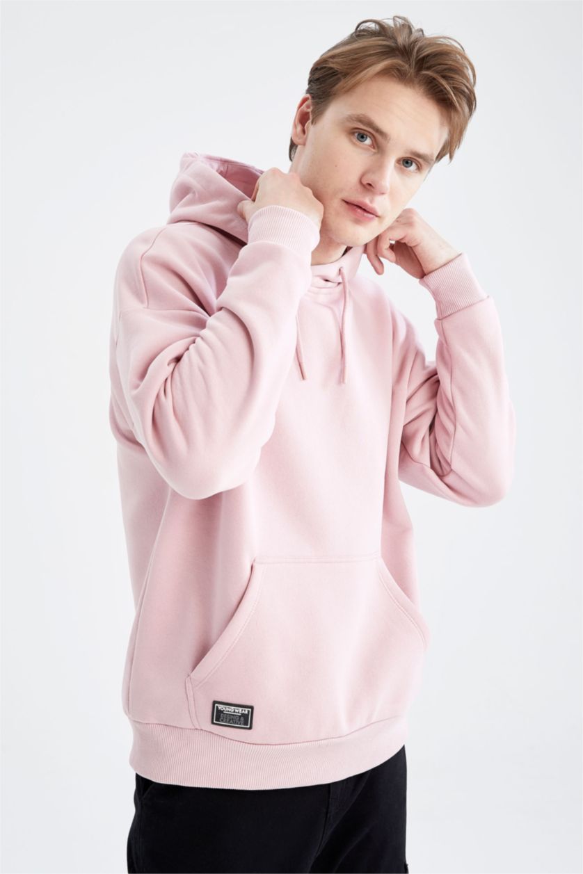 Erkek Pembe Oversıze Sweatshirt