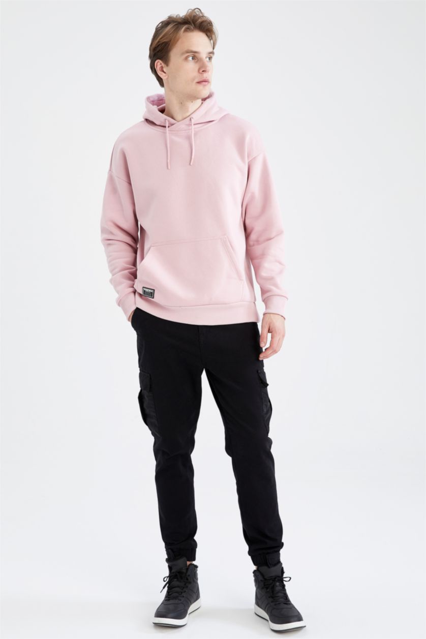 Erkek Pembe Oversıze Sweatshirt