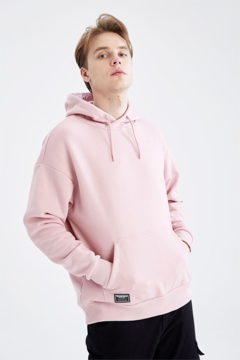 Erkek Pembe Oversıze Sweatshirt
