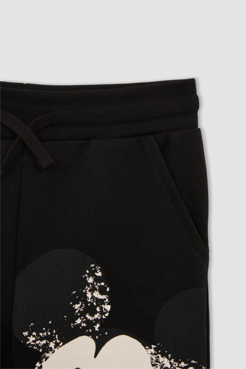 BOYS & TEENS Black Boy Mickey Mouse Print Ruched Joggers