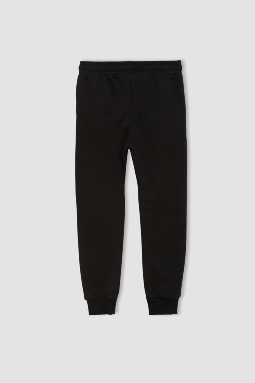 BOYS & TEENS Black Boy Mickey Mouse Print Ruched Joggers