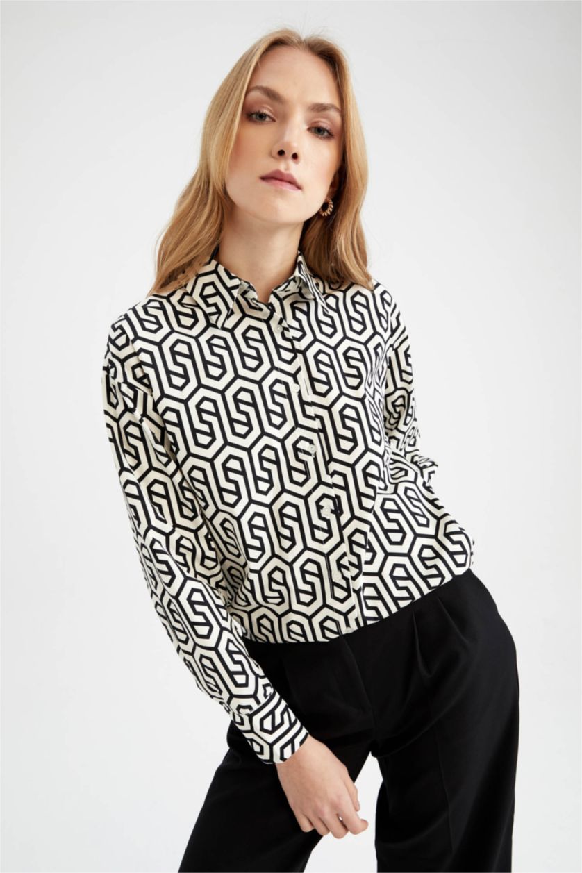 FEMME Écru Chemise oversize en popeline à manches longues