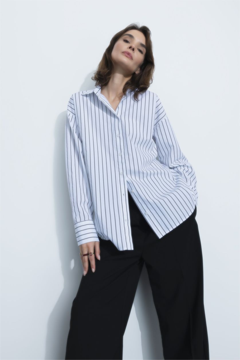 FEMME Blanc Chemises à manches longues Popeline Col De Chemise