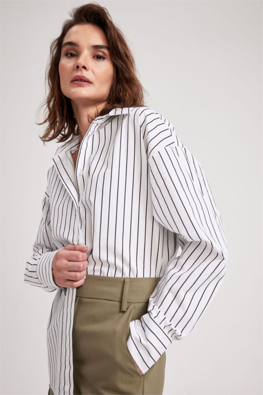 FEMME Blanc Chemises à manches longues Popeline Col De Chemise