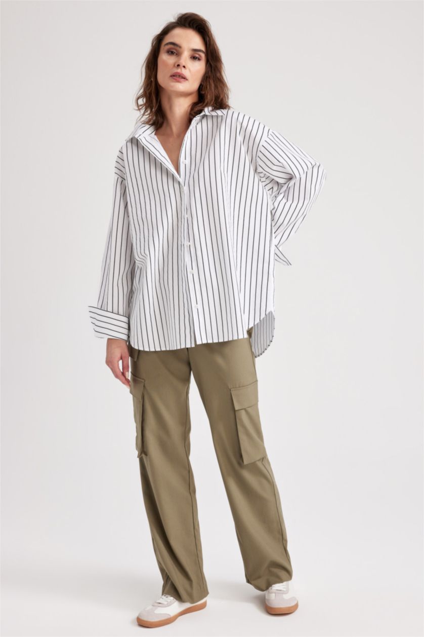 FEMME Blanc Chemises à manches longues Popeline Col De Chemise