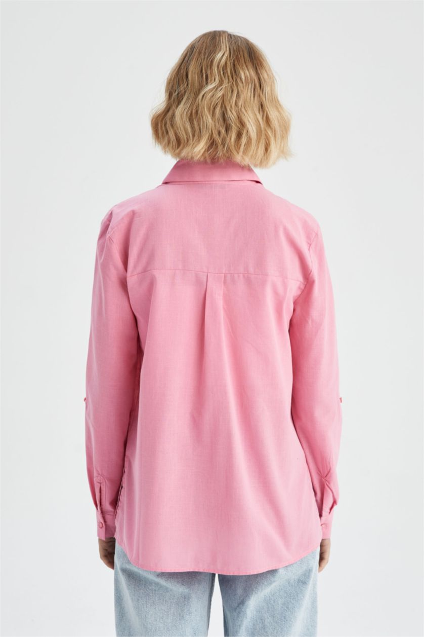 FEMME Rose Regular Fit Single Pocket Long Sleeve Shirt