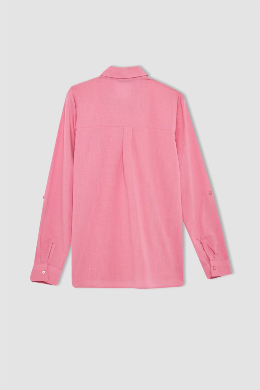 FEMME Rose Regular Fit Single Pocket Long Sleeve Shirt