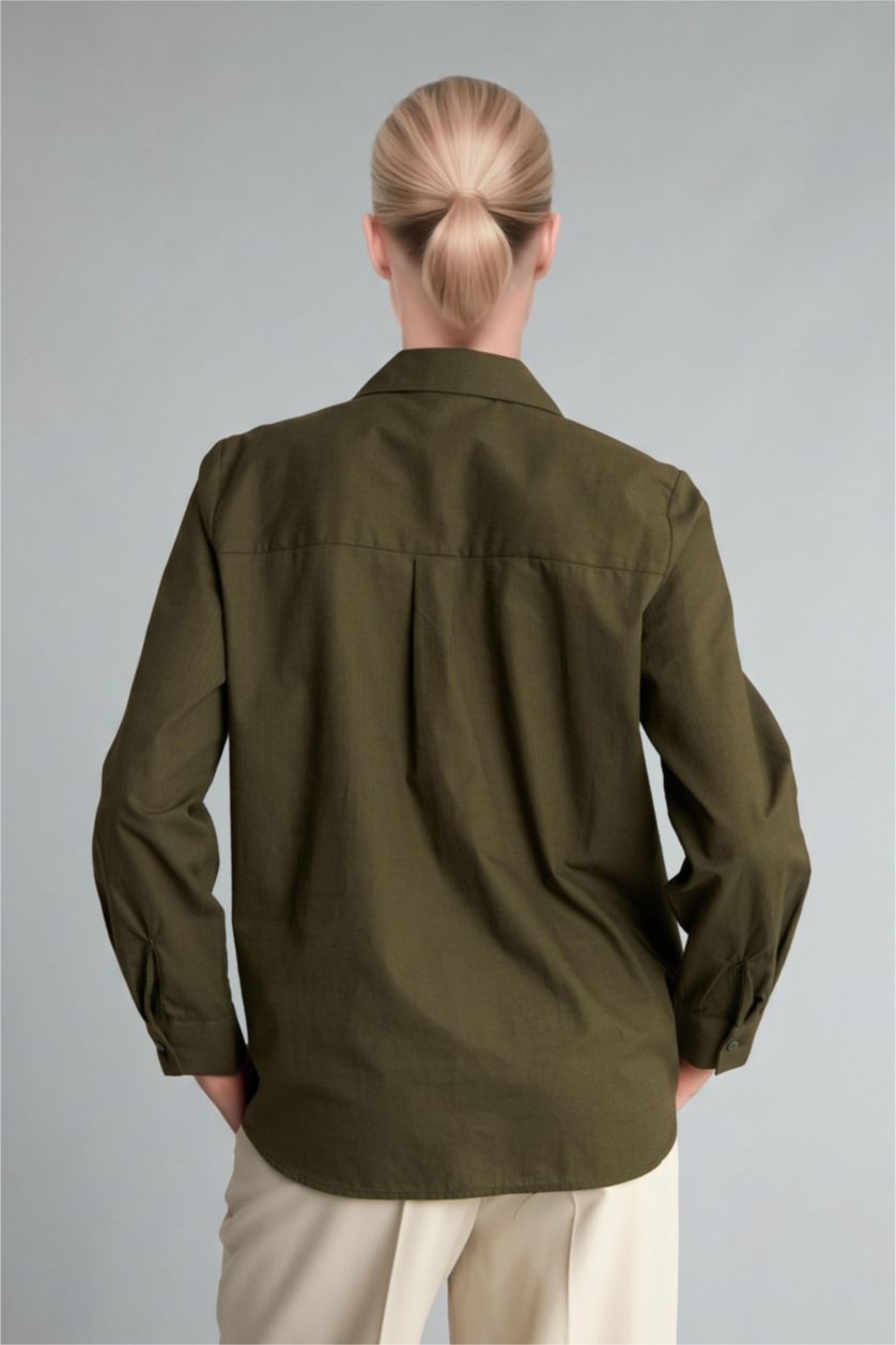 Women Khaki Regular Fit Long Sleeve Shirt