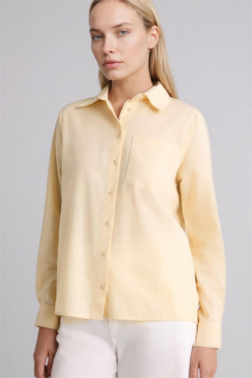 WOMAN Beige Cotton Basic Shirt