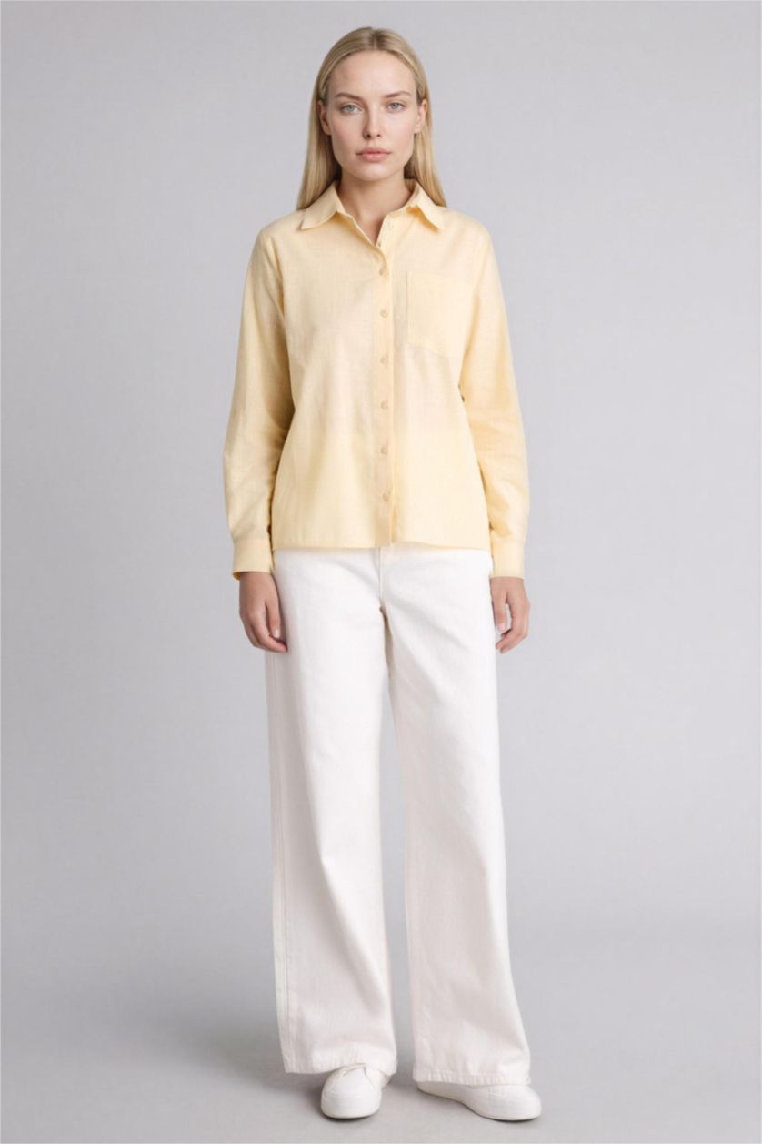 WOMAN Beige Cotton Basic Shirt