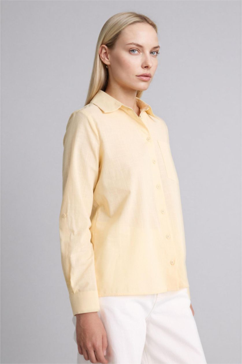 WOMAN Beige Cotton Basic Shirt