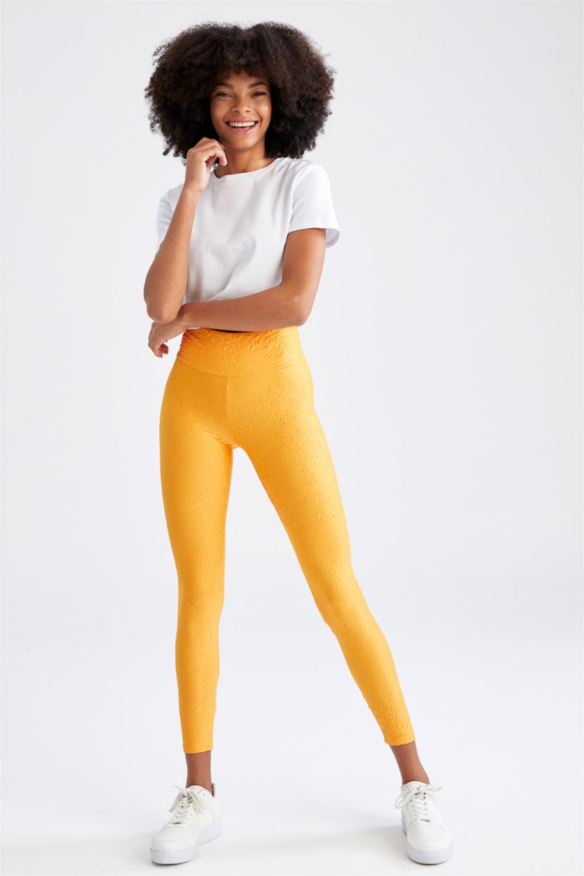 WOMAN Yellow Basic Ankle Leggings