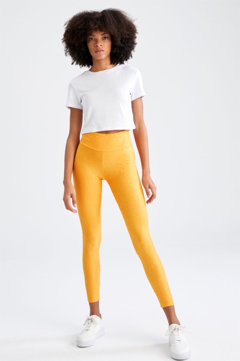 WOMAN Yellow Basic Ankle Leggings