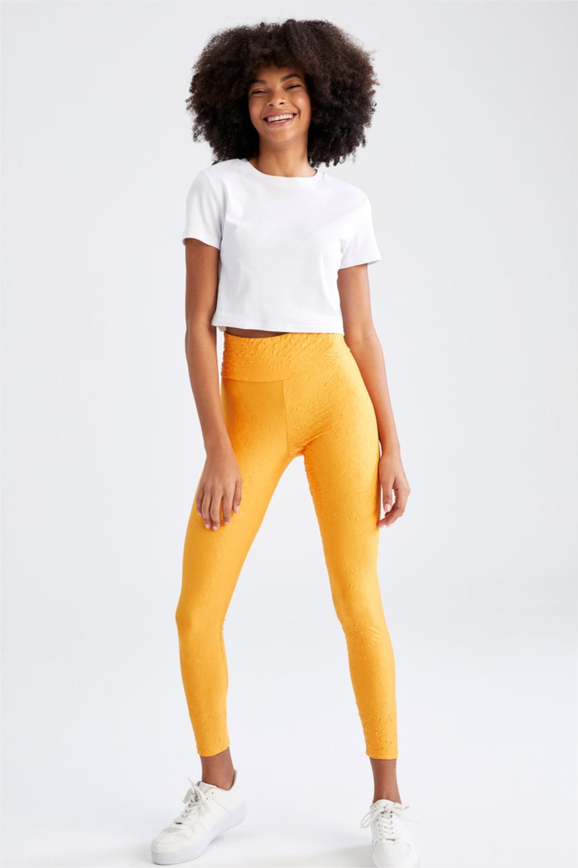 WOMAN Yellow Basic Ankle Leggings