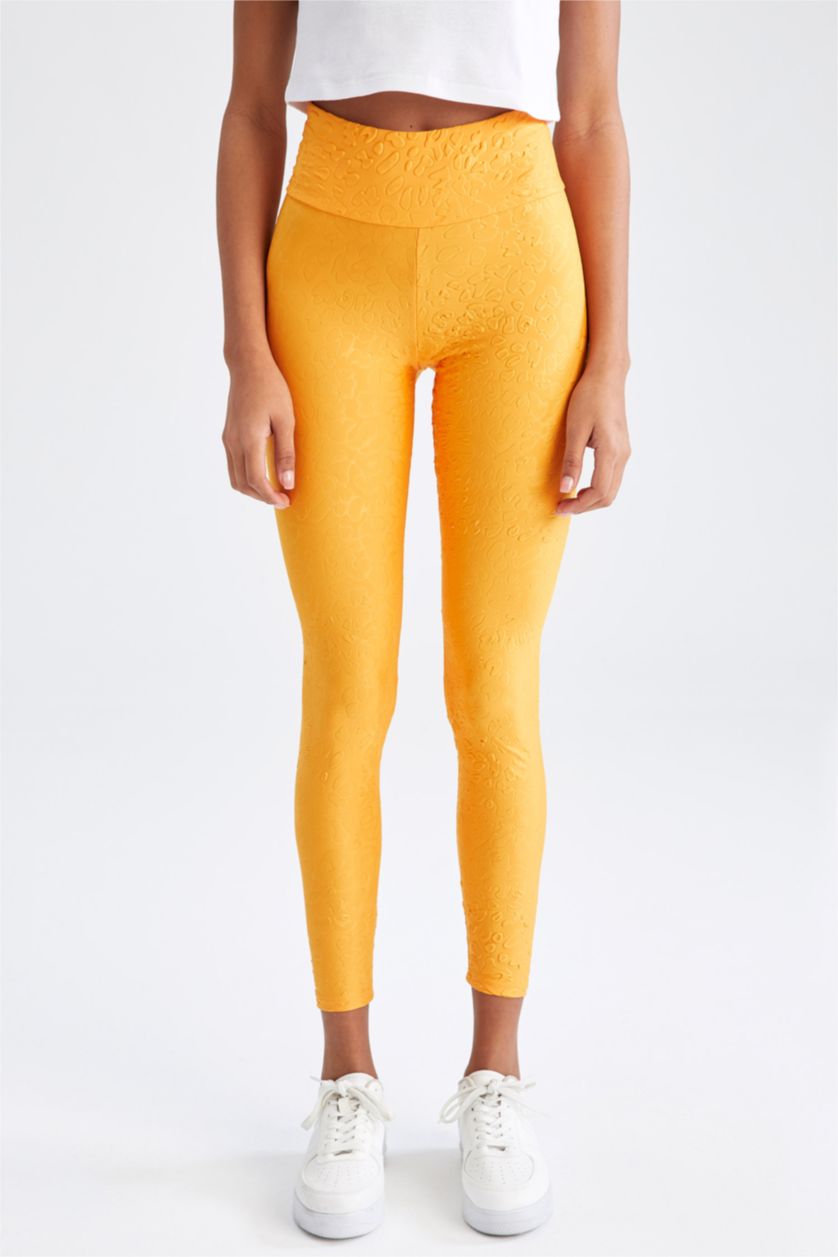WOMAN Yellow Basic Ankle Leggings