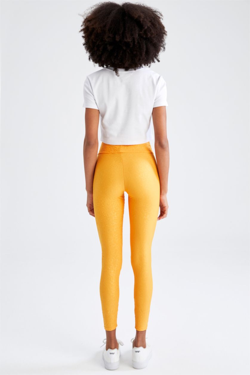 WOMAN Yellow Basic Ankle Leggings
