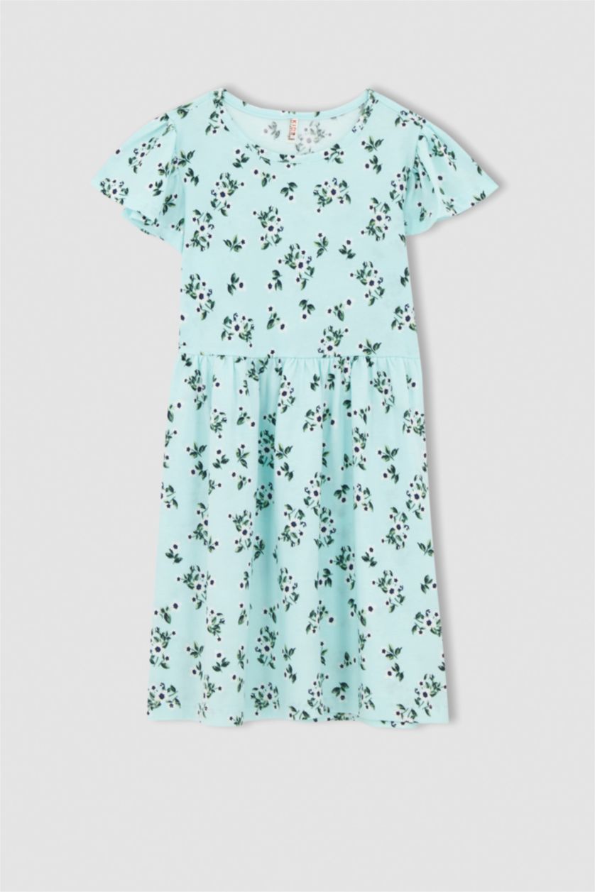 GIRLS & TEENS Aqua Girl Regular Fit Patterned Cotton Summer Dress