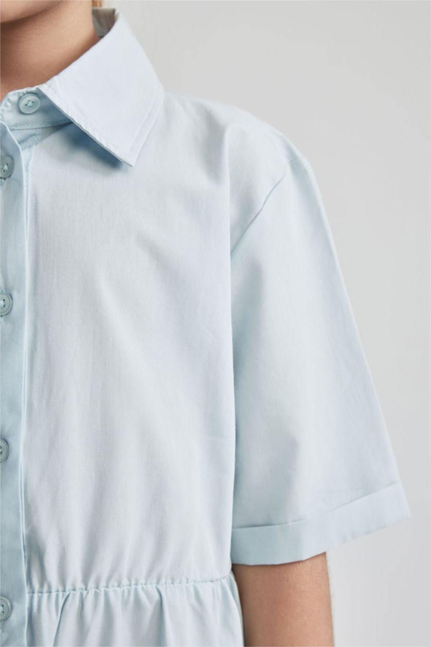 GIRLS & TEENS Light Blue Girl Regular Fit Short Sleeve Frill Detail Midi Dress