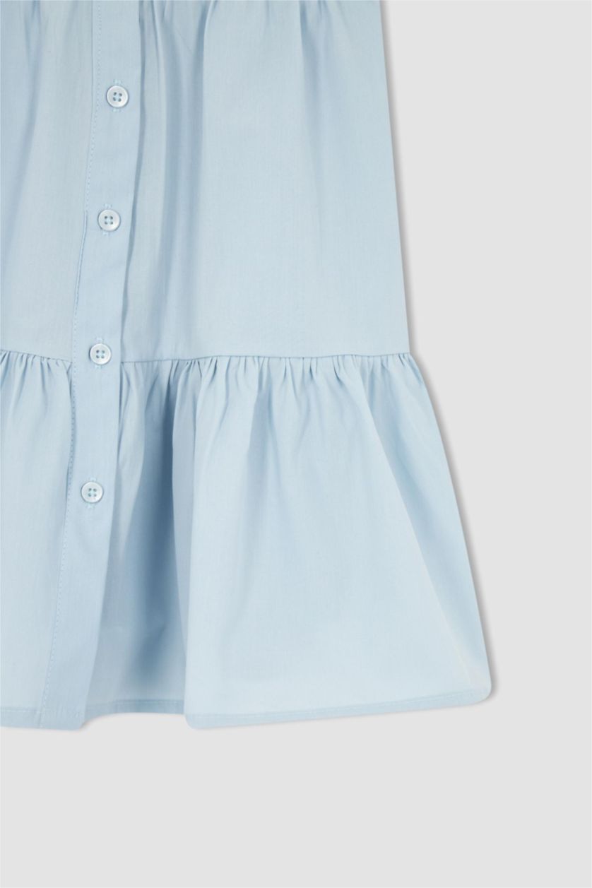 GIRLS & TEENS Light Blue Girl Regular Fit Short Sleeve Frill Detail Midi Dress