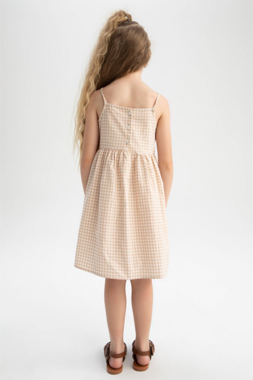 GIRLS & TEENS Beige Girl Regular Fit Strappy Poplin Dress