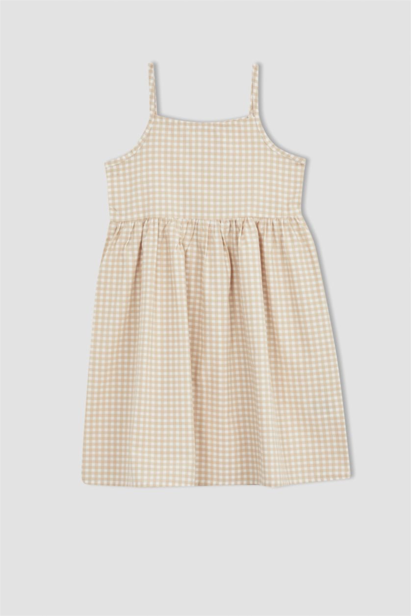 GIRLS & TEENS Beige Girl Regular Fit Strappy Poplin Dress